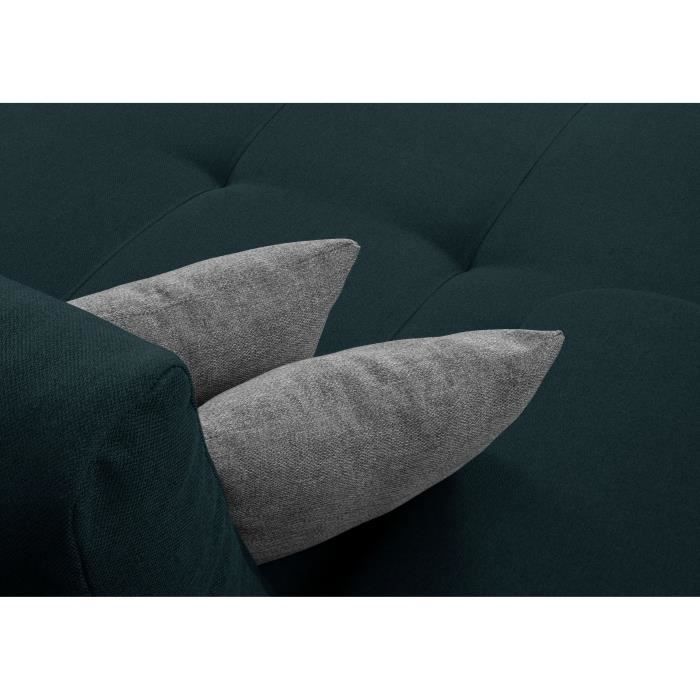 CanapÈ d'angle convertible rÈversible + coffre de rangement - Tissu Bleu - L 289 x P 94/188 x H 88 cm - INDIAN