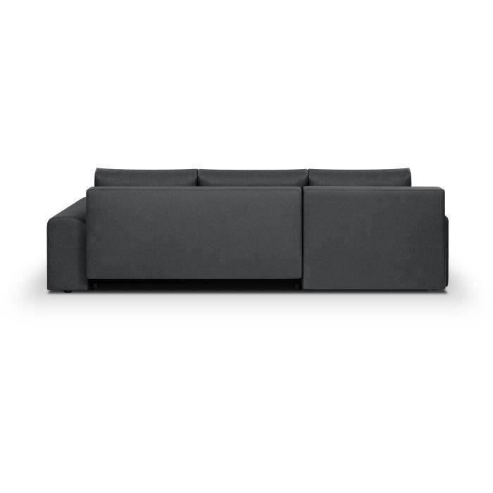 Canapé d'angle convertible réversible 5 places Indian - Tissu gris foncé - L 289 x P 94/188 x H 88 cm