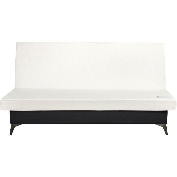 INDY Clic-clac - 2/3 places - Matelas SIMMONS Ep.13 cm - Mousse HR 35 kg/m3 - Tissu Noir - Fabriqué en France