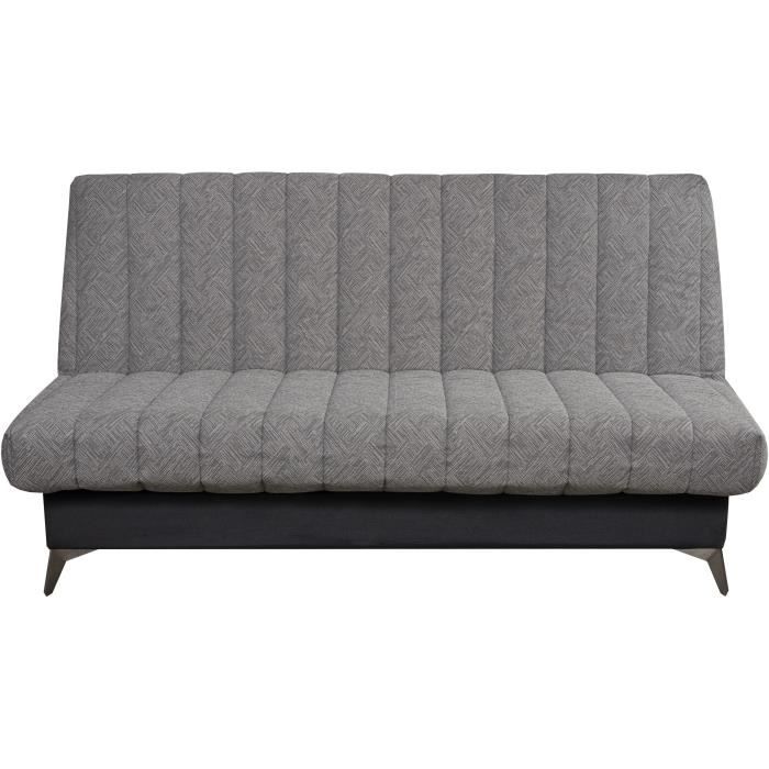 INDY Clic-clac - 2/3 places - Matelas SIMMONS Ep.13 cm - Mousse HR 35 kg/m3 - Tissu Noir - Fabriqué en France