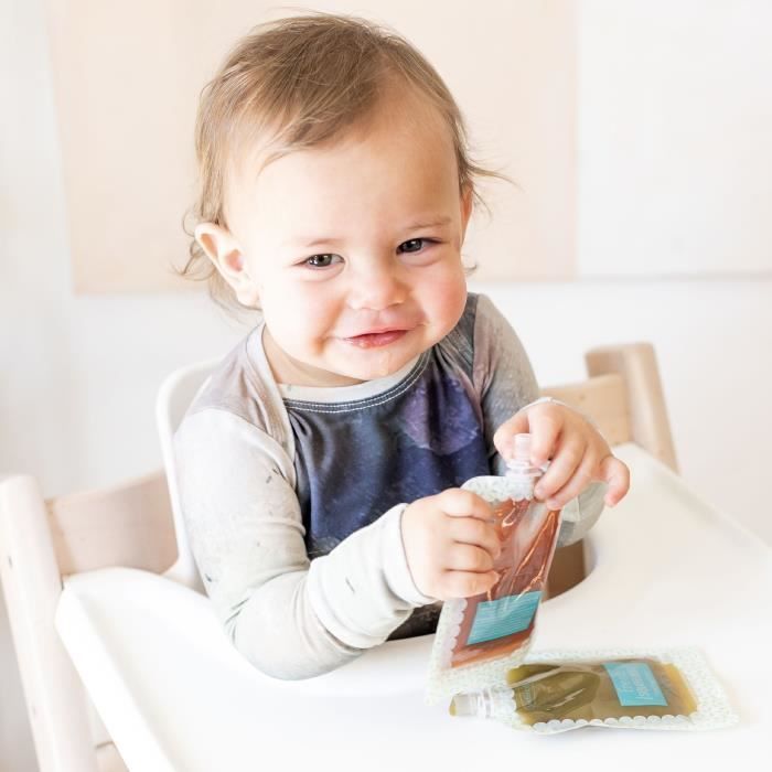 Gourdes réutilisables - INFANTINO - Pack 25 - 100 g - Compatibles Squeeze Station - Sans BPA, PVC ni phtalates