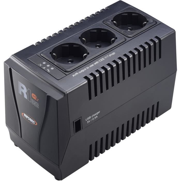 INFOSEC - R1 USB 600 - RÈgulateur de tension automatique - Garantie 1 an