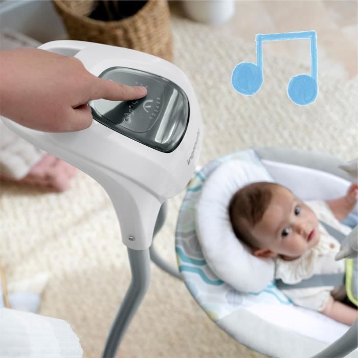 INGENUITY Balancelle transat bébé électrique pivotante 180° Everston, 6 vitesses, Cadeau Noel bébé