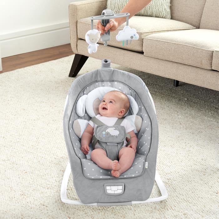 INGENUITY Transat pour bébé bascule évolutif pliable - Petit Mouton - Position fixe ou bascule,Cadeau Noel bébé