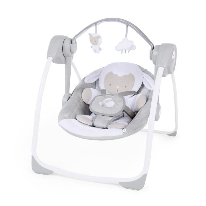 INGENUITY Transat pour bébé Balancelle électrique pliable - Petit Mouton - Arche et jouets amovible, Cadeau Noel bébé