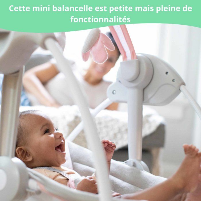 INGENUITY Transat pour bébé balancelle électrique pliable - Flora - Arche, cadeau bébé, réglages balancement, minuterie