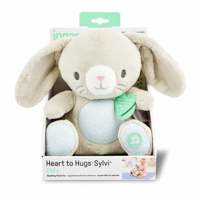 INGENUITY Doudou bébé lapin Sylvi, peluche, mélodies et vibrations apaisantes, lumineux, cadeau bébé