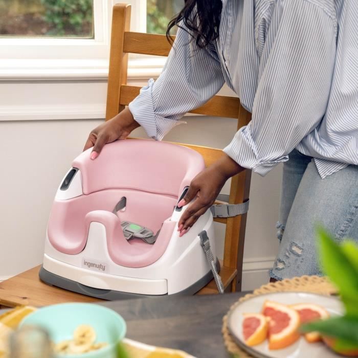 INGENUITY Réhausseur de chaise bébé enfant de 6 mois ŕ 3 ans, Base 2 en 1 Pivoine, plateau amovible, rangement et nettoyage facile