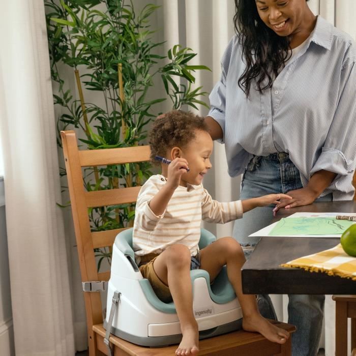 INGENUITY Réhausseur de chaise bébé enfant de 6 mois a 3 ans, Base 2 en 1 Brume, Cadeau Noel bébé