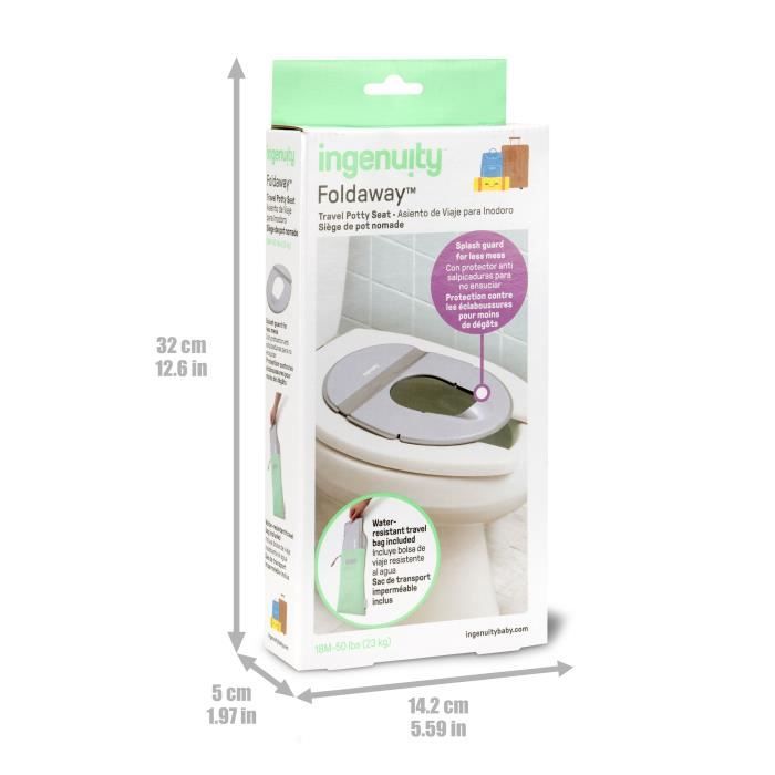 INGENUITY Réducteur de toilette universel nomade enfant, bébé, en voyage ou déplacement. Sac de rangement inclus, pliable