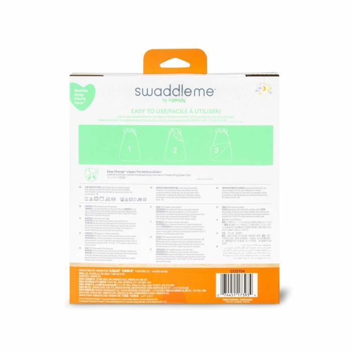 INGENUITY Gigoteuse d'Emmaillotage, sac de couchage Vert sauge en mousse de coton, TOG 1. évolutive de 3 a 18 mois certifié oeko-Tex