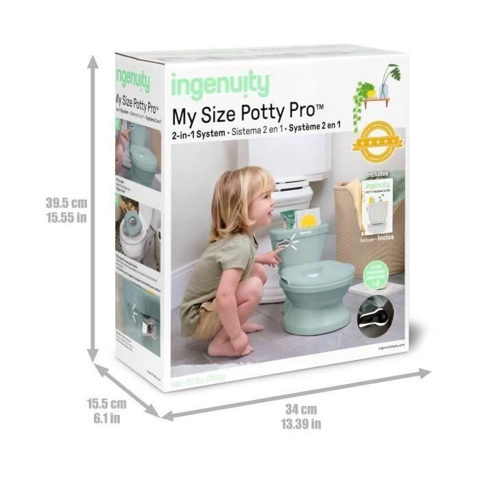 INGENUITY Mini Toilette enfant avec Réducteur de Toilette inclus, Chasse d'eau musicale et rangement lingette intégré Vert