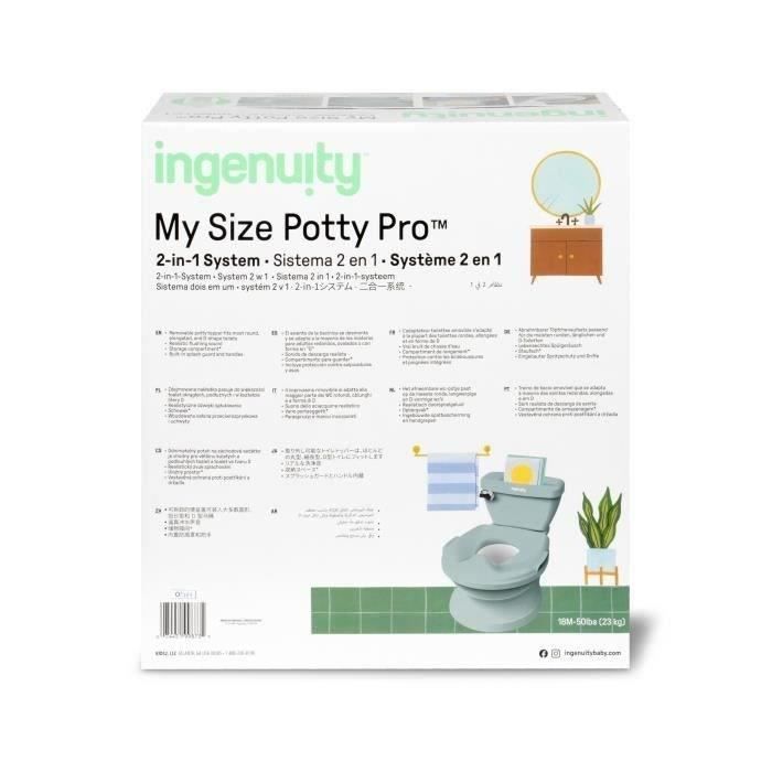 INGENUITY Mini Toilette enfant avec Réducteur de Toilette inclus, Chasse d'eau musicale et rangement lingette intégré Vert