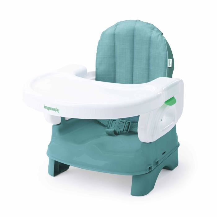 INGENUITY Rehausseur de chaise deluxe pliable turquoise, nomade avec tablette et sangles inclus