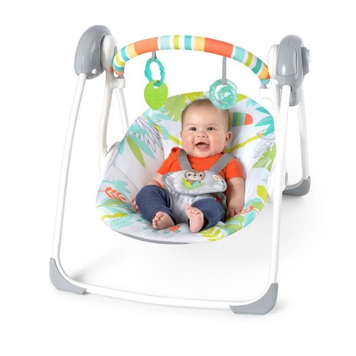 BRIGHT STARS Transat bébé balancelle électrique pliable Toucan arche jouets amovible, réglages balancement, minuterie