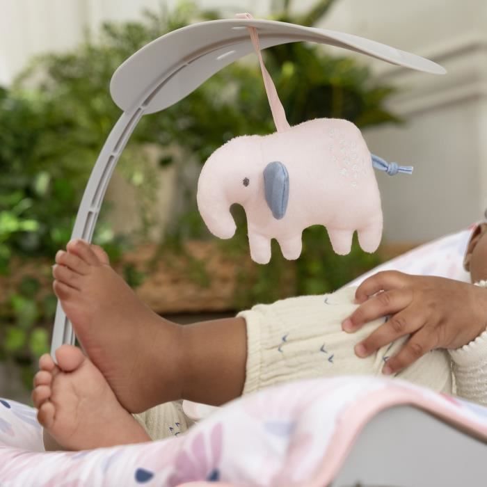 INGENUITY Transat bébé bascule évolutif 3-en-1 Keep Cozy -Burst- 3 Positions: arche avec jouets peluches amovible, jusqu'a 18 kg