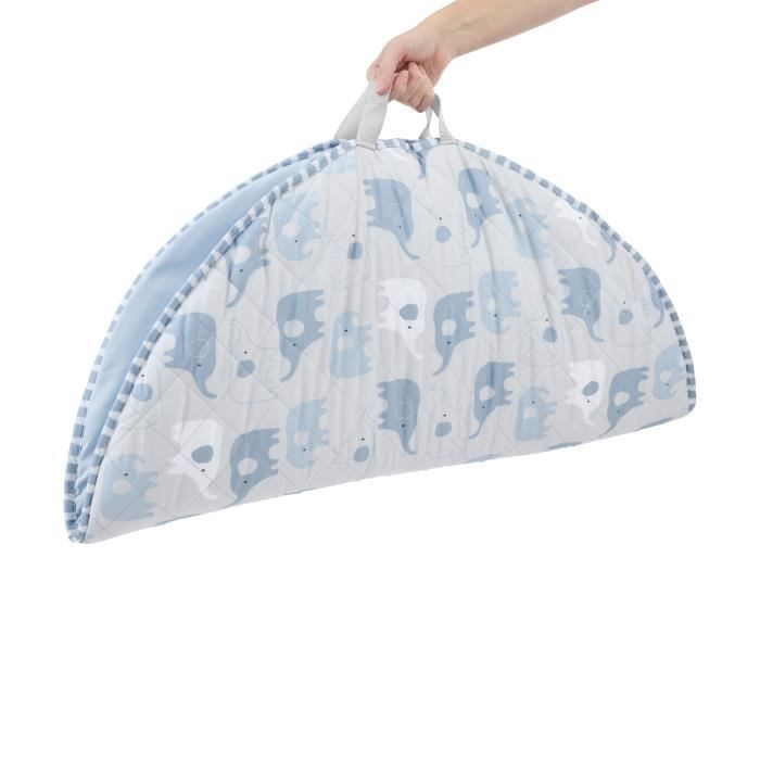 INGENUITY Tapis d'éveil bébé pliable Cosy Spot Elephant,coussin reversible, arche de jeux en bois, miroir et jouets sensoriels bébé
