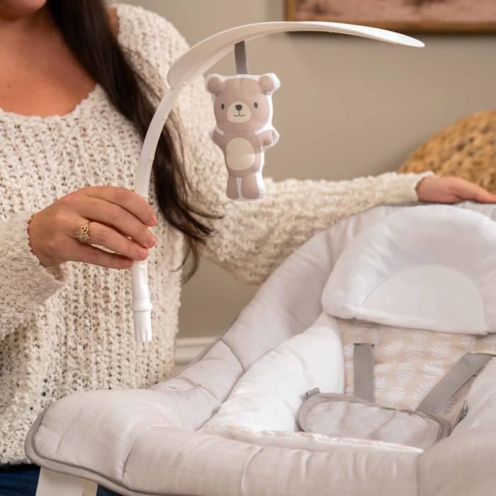 INGENUITY Transat bébé bascule évolutif 3-en-1 Keep Cozy -Linden- 3 Positions: arche avec jouets peluches amovible, jusqu'a 18 kg