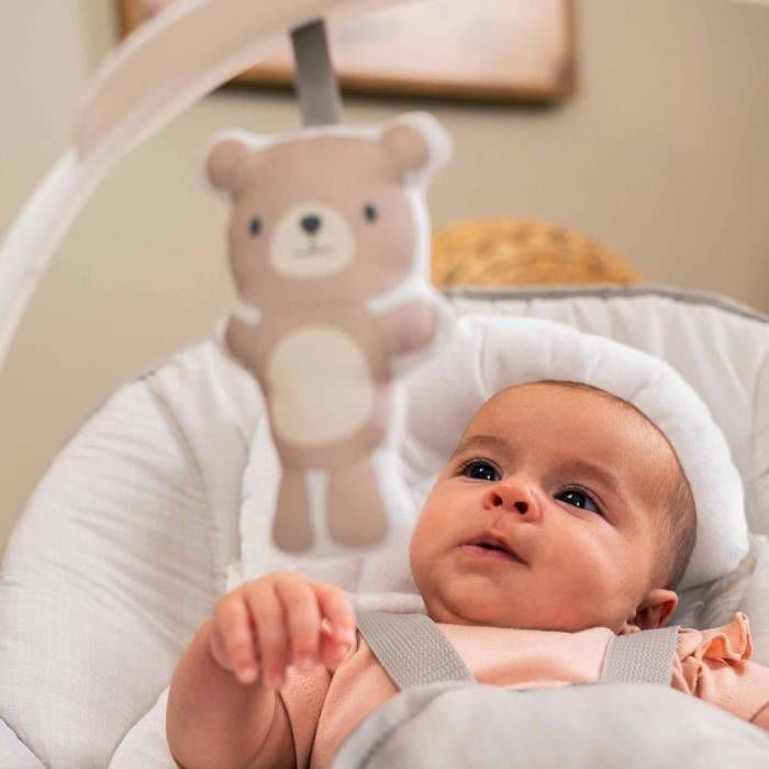 INGENUITY Transat bébé bascule évolutif 3-en-1 Keep Cozy -Linden- 3 Positions: arche avec jouets peluches amovible, jusqu'a 18 kg