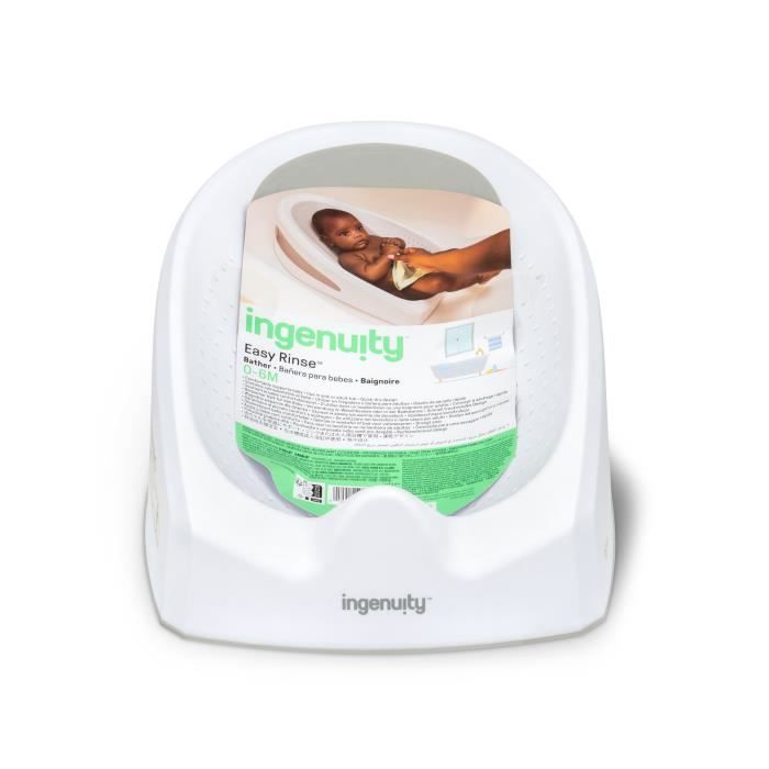 INGENUITY Transat de bain bébé antidérapant transat perforé pour laisser couler l'eau, nettoyage facile 0-6 mois