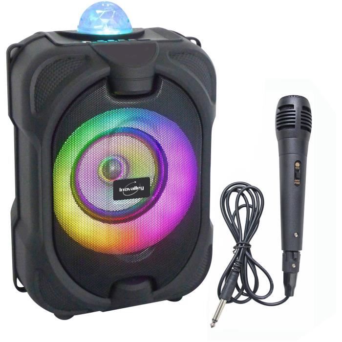 Enceinte lumineuse Bluetooth pour karaoké - INOVALLEY - DANCE CUBE 44 - 150W - Effet kaléidoscope LED
