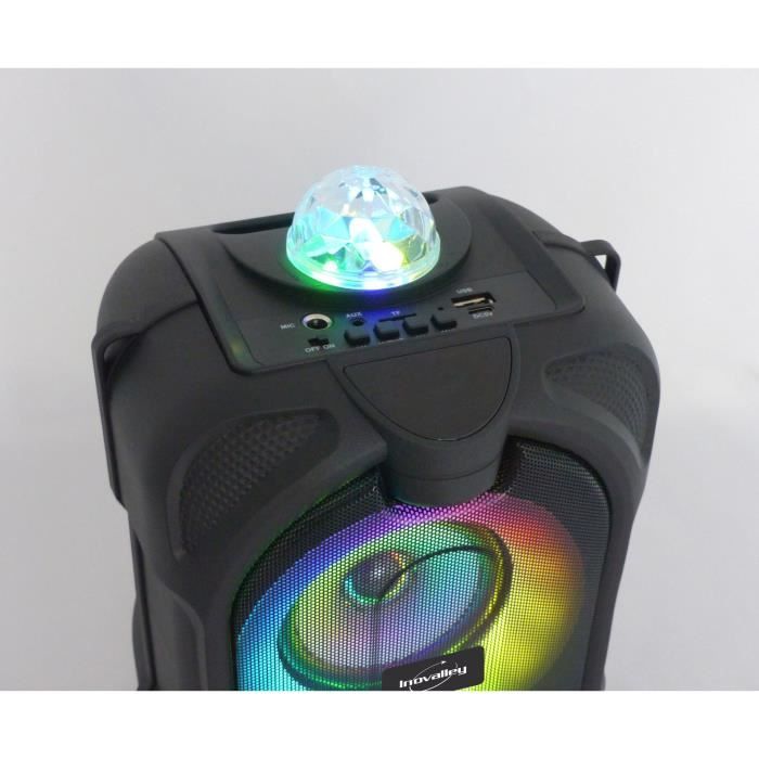 Enceinte lumineuse Bluetooth pour karaoké - INOVALLEY - DANCE CUBE 44 - 150W - Effet kaléidoscope LED