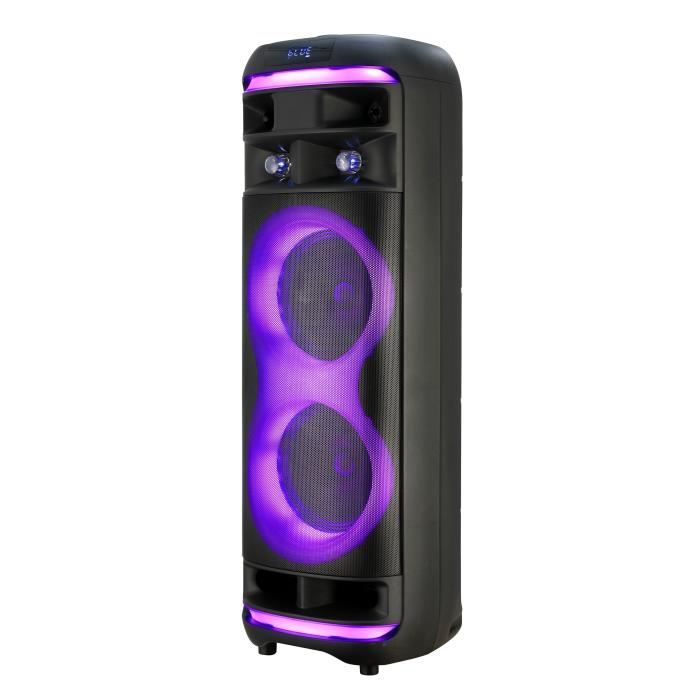 Enceinte karaoké - INOVALLEY - RGB - 800 Watts - Bluetooth V5.0 - Micro sans fil inclus - Autonomie 2 a 3 heures - LED