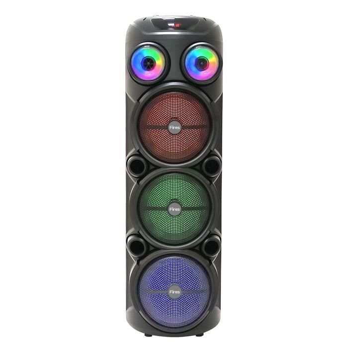 Enceinte karaoké lumineuse - INOVALLEY - KA129-XXL - Bluetooth V5.0 - 90 cm - 1000 W - Haut-parleurs 3 x 8'' - Micro sans fil inclus