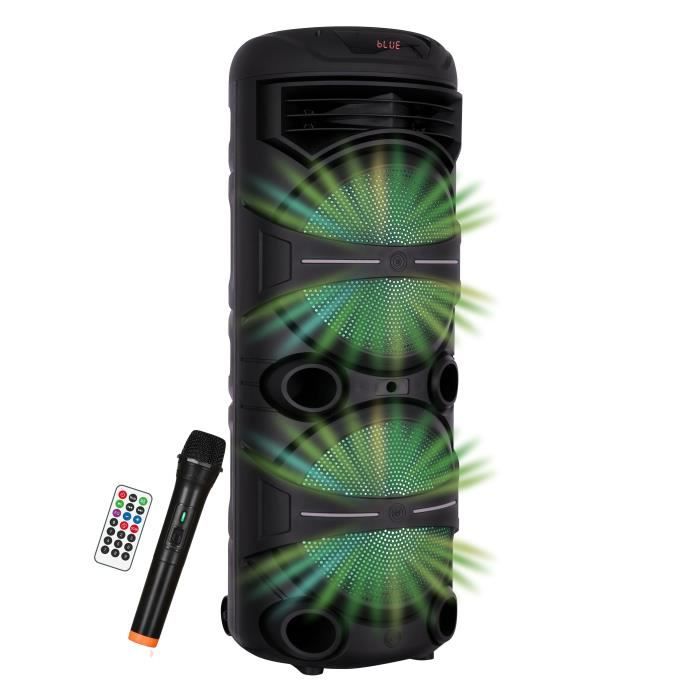 Enceinte karaoké - INOVALLEY - Lumineuse - 1000 Watts - Bluetooth V5.0 - Autonomie 2 a 3 heures - Micro sans fil inclus