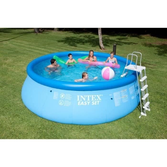 Kit Piscine hors sol autoportante INTEX - Easy Set - 457 x 122 cm - Ronde (Pompe, bâche, tapis de sol, échelle) - 26168NP