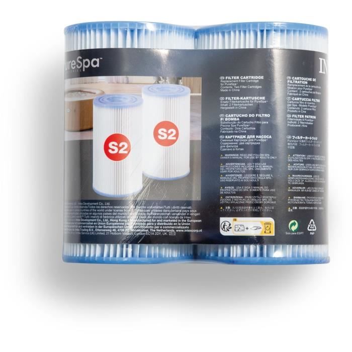 Filtre - Intex - Lot de 2 - Fibre dacron résistante - Nettoyable - Remplaçable