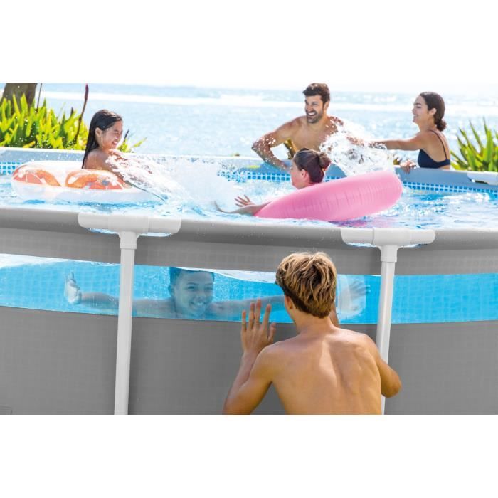 Kit Piscine hors sol tubulaire INTEX - Pris Frame - 488 x 122 cm - Ronde (Pompe, bâche, tapis de sol et échelle) - 26730NP