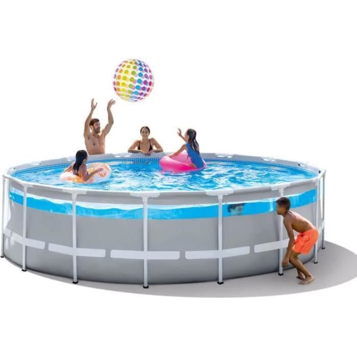 Kit Piscine hors sol tubulaire INTEX - Pris Frame - 488 x 122 cm - Ronde (Pompe, b‚che, tapis de sol et Èchelle) - 26730NP