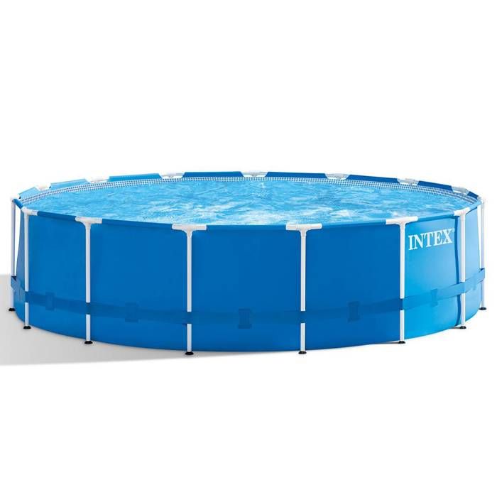Kit Piscine hors sol tubulaire INTEX - Metal Frame - 457 x 122 cm - Ronde (Pompe, bâche, tapis de sol, échelle) - 28242NP