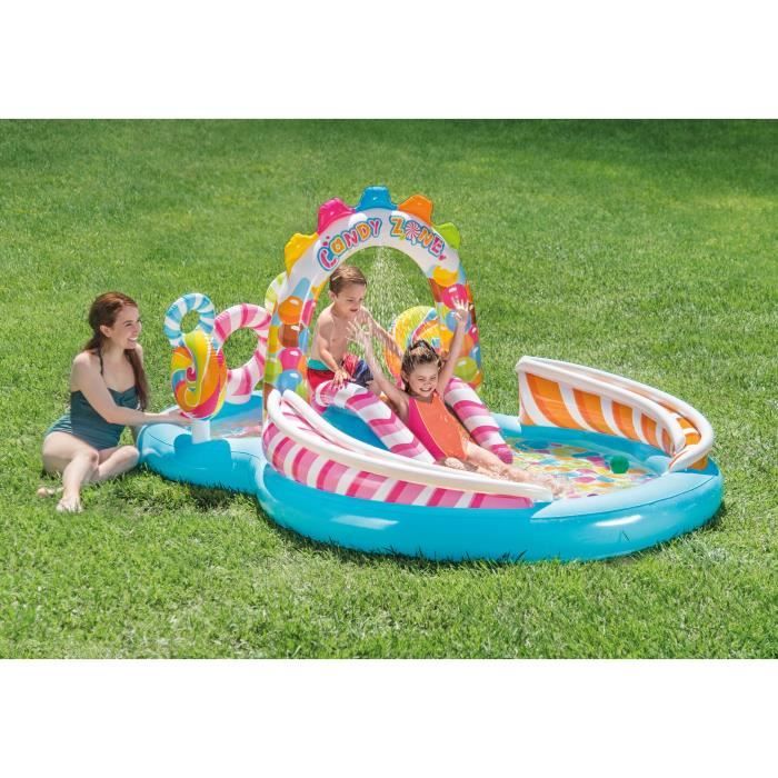 Aire de jeux gonflable - INTEX - Royaume des bonbons - 168 / 206 Litres - 2 ans et + - 295 x 191 x 130 cm
