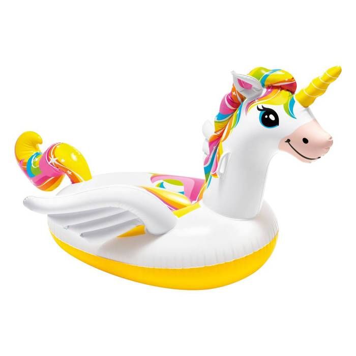 Bouée gonflable Licorne Magique a Chevaucher - INTEX - Dimensions 201x140x97cm - 2 poignées de maintien