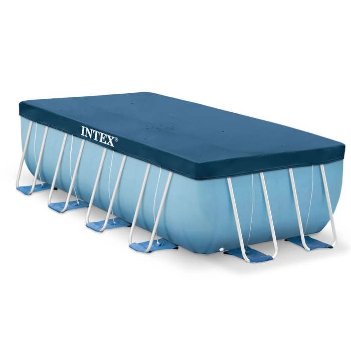 Bâche de protection pour piscine rectangulaire tubulaire INTEX - 28037 - 3,90m x 1,80m - Couleur Bleu