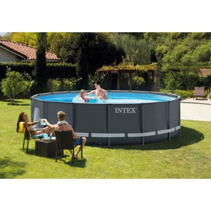 INTEX - Kit piscine ultra XTR - Gris foncÈ Ronde Tubulaire - (ÿ)4,27 x (h)1,22m