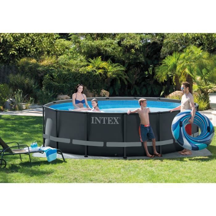 INTEX - Kit piscine ultra XTR - Gris foncÈ Ronde Tubulaire - (ÿ)4,27 x (h)1,22m