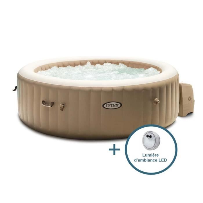 Spa gonflable INTEX - Sahara - 196 x 71 cm - 4 places - Rond - 28426FR + Lumiere d'ambiance LED