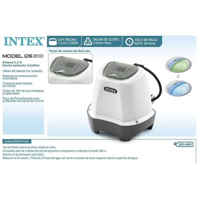 Intex - 26662 - Stérilisateur au sel QS200 pour piscine jusqu'a 8 m3