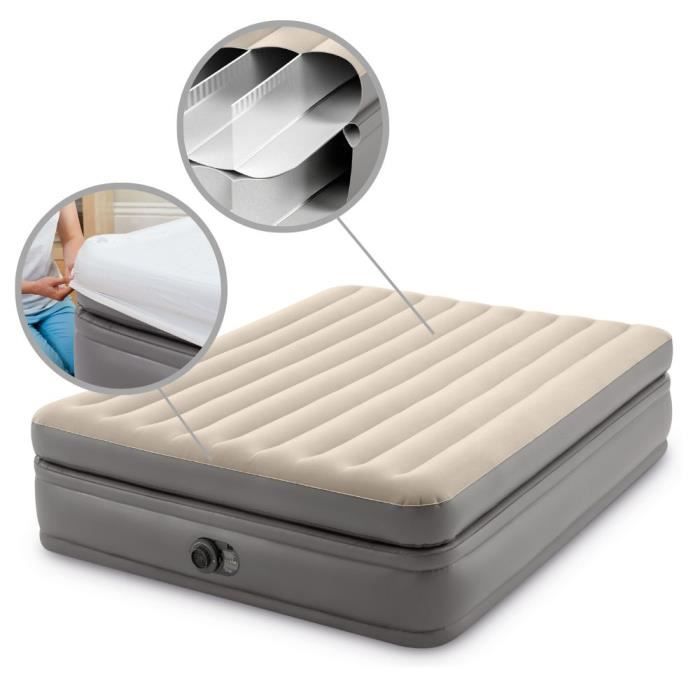Matelas gonflable Intex - Prime Comfort - 2 personnes - 152x203x51 cm - Gris