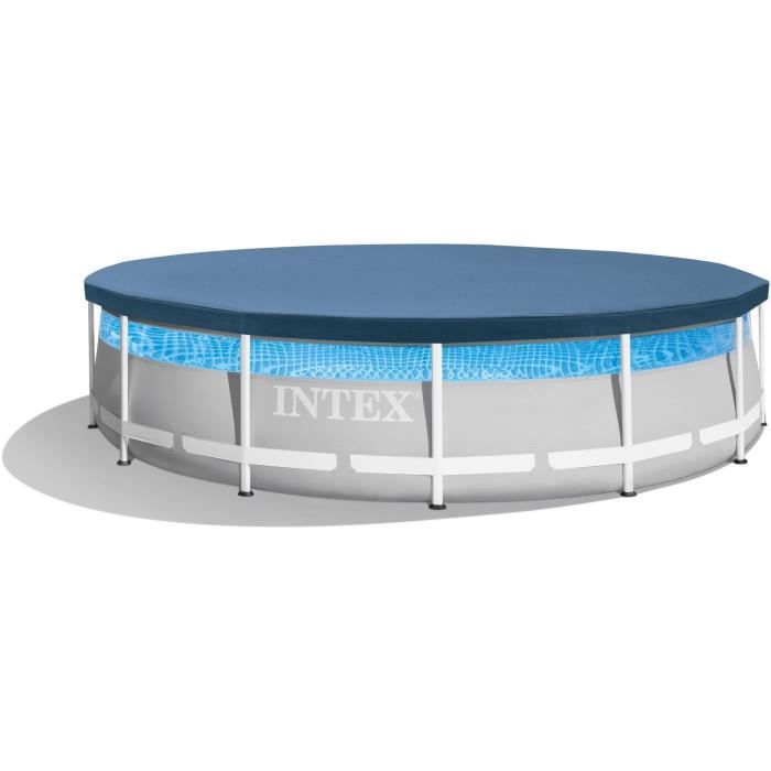 Kit Piscine hors sol tubulaire INTEX - Pris Frame - 427 x 107 cm - Ronde (Pompe, bâche, tapis de sol et échelle) - 26722NP