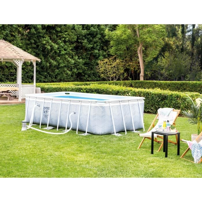 Kit Piscine hors sol tubulaire INTEX - Pris Frame - 400 x 200 x 100 cm - Rectangulaire (Pompe, cartouche et Èchelle) - 26780NP