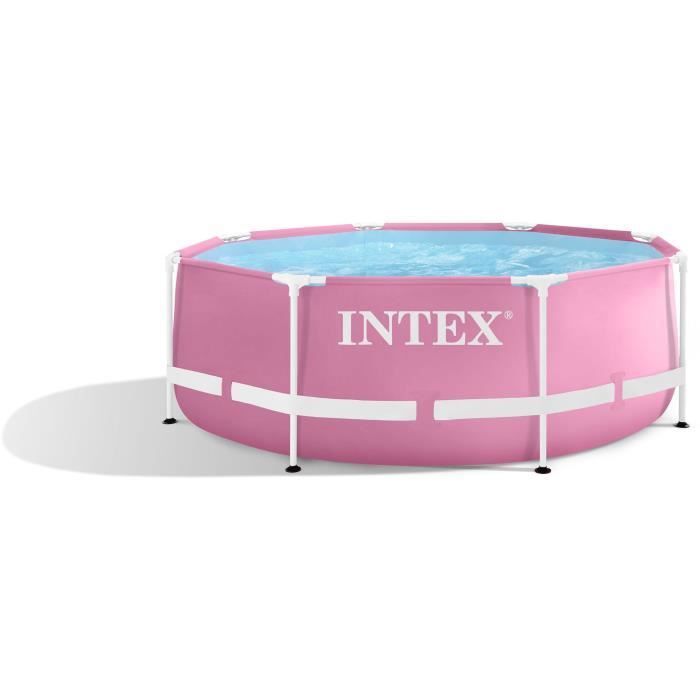 INTEX - Kit piscine metal frame rose ronde - tubulaire - ÿ x h : 2,44 x 0,76 m