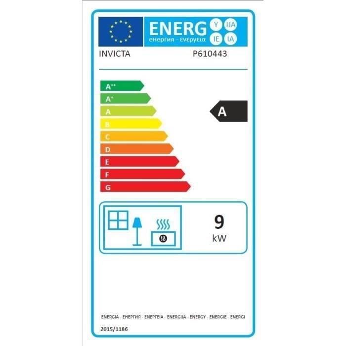 Poele a bois - INVICTA Kazan Grand Angle - 9 Kw - Bûches 58 cm