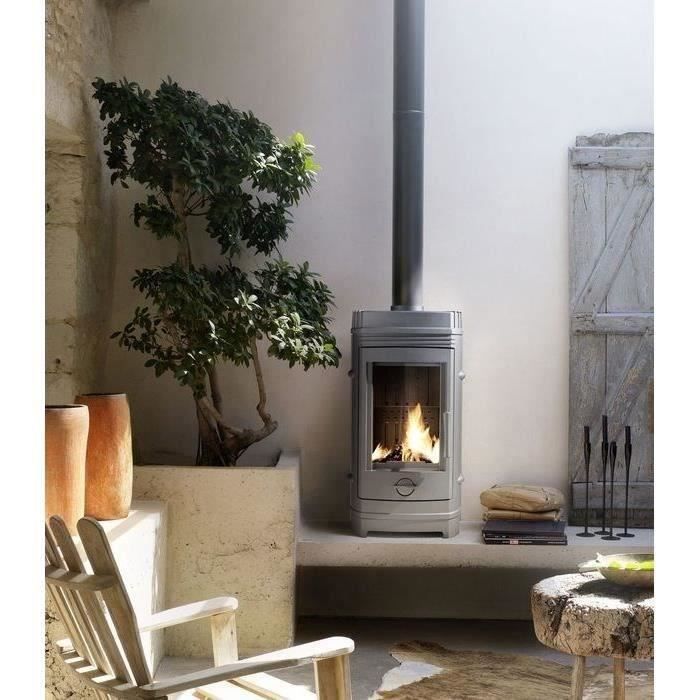 Poele a bois INVICTA Chatel - Puissance optimale: 8 kW - Max: 12 kW- Bûches 34 cm max - Fonte - Fabriqué en France - Ecodesign