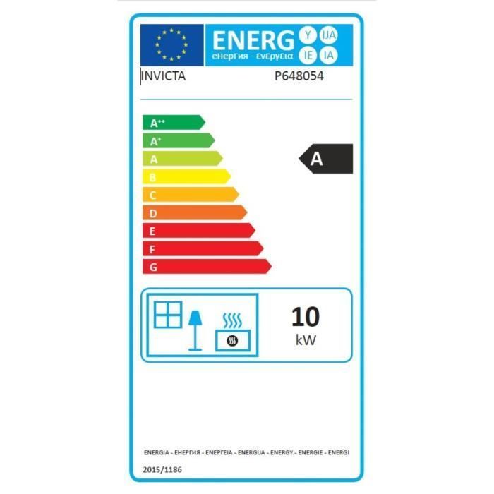 Poele a bois - INVICTA - Fifty plus pied - 10 KW - En fonte - Bûches 60 cm