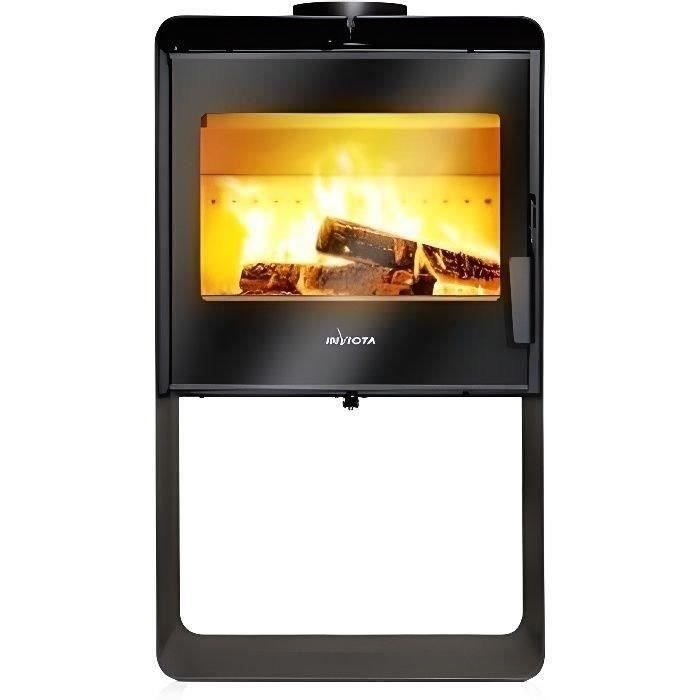 Poele a bois en acier INVICTA BorÈe - Puissance optimale: 7,5 kW - Max: 10 kW - B˚ches 40 cm max, Ecodesign - Noir