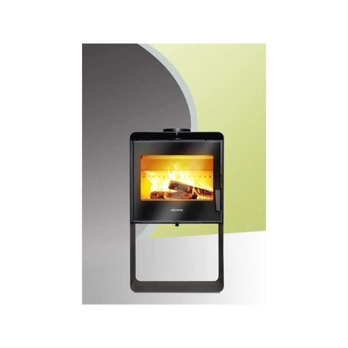 Poele a bois en acier INVICTA BorÈe - Puissance optimale: 7,5 kW - Max: 10 kW - B˚ches 40 cm max, Ecodesign - Noir